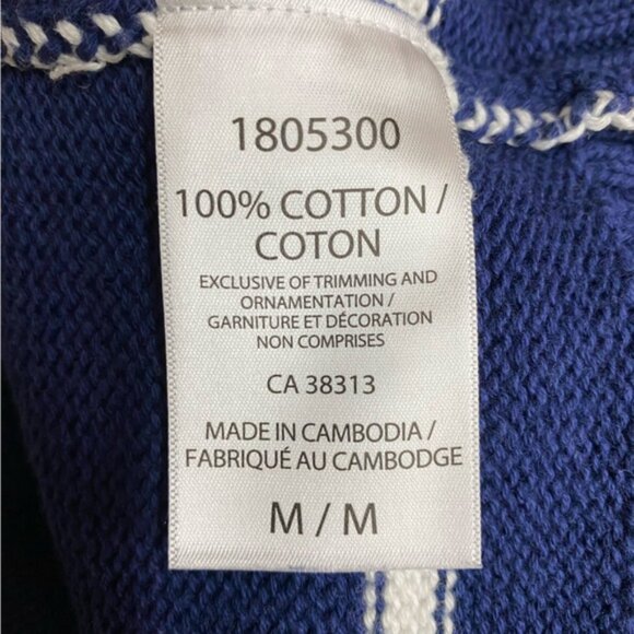 United Colors Of Benetton Navy White Striped Cotton 1/2 Zip Turtleneck Sweater M - Picture 4 of 15